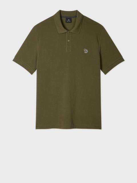 Khaki Green Organic Cotton Zebra Polo Shirt