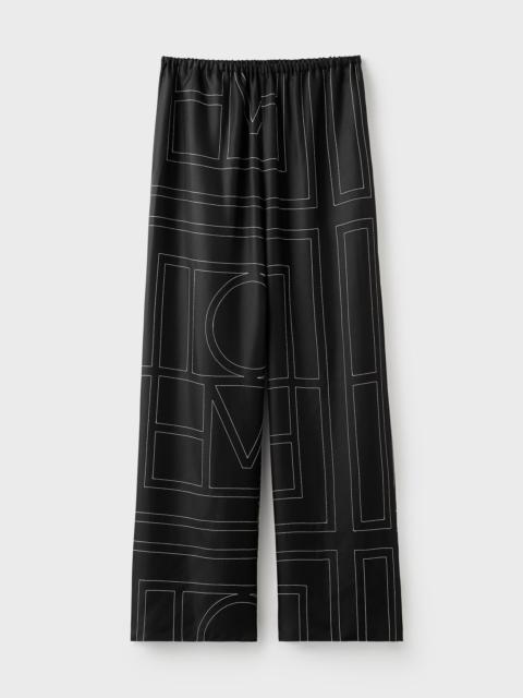Monogram silk pj bottoms black