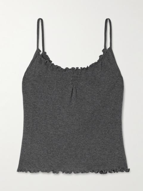 Flounce Shirred Cotton And Wool-blend Tank