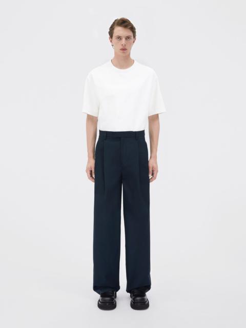 compact cotton wide leg trousers