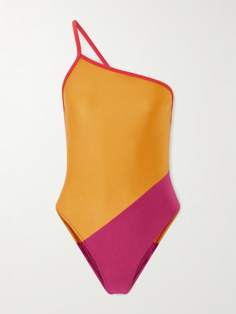 One-shoulder Color-block Swimsuit