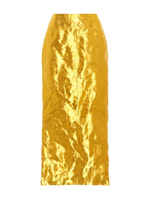 Manuela Midi Skirt in Gold Metallic Silk