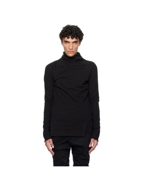 Black Arched Hem High Neck Sweatshirt