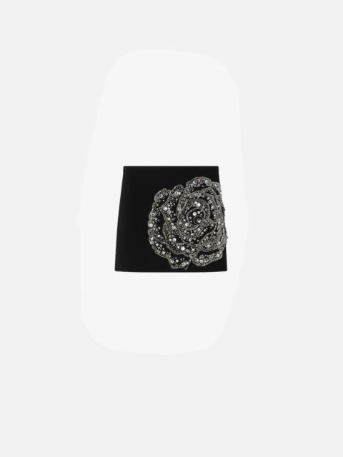 MINI SKIRT WITH EMBROIDERED JEWEL ROSE