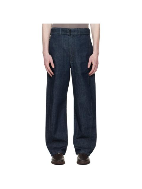 Navy Twisted Belted Jeans