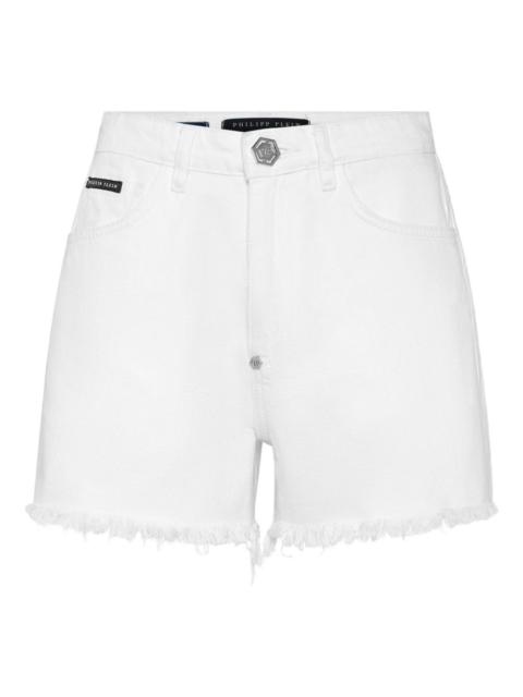 logo-embroidered denim shorts