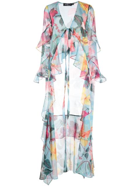 Hibiscus floral-print dip blouse