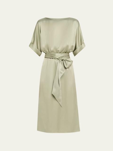 Caren Belted Silk Midi Dress