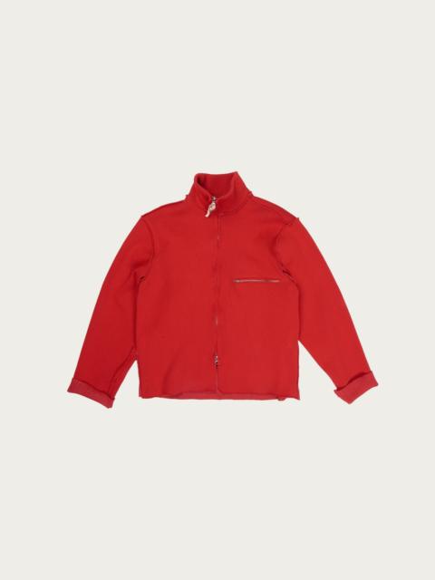 Zip Up Knit - Red Heavy Rib Knit