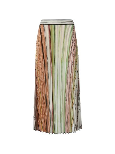 striped pleated midi skirt