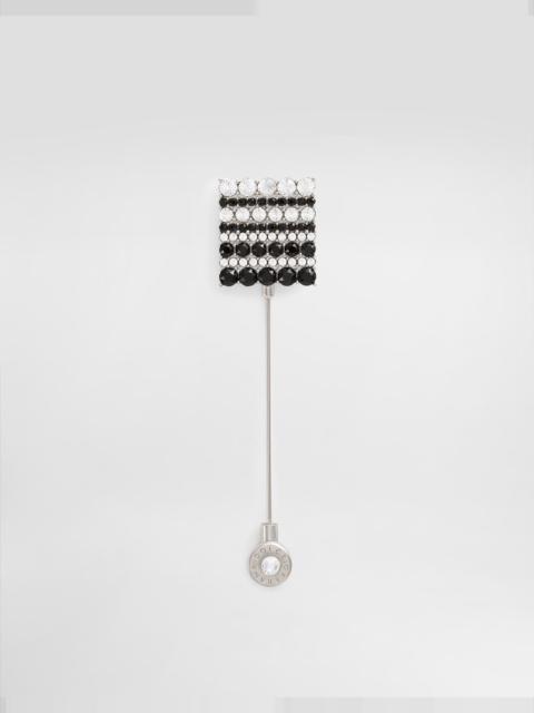 Rhinestone-detailed metal brooch with logo