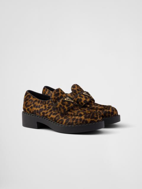 Chocolate printed leather loafers