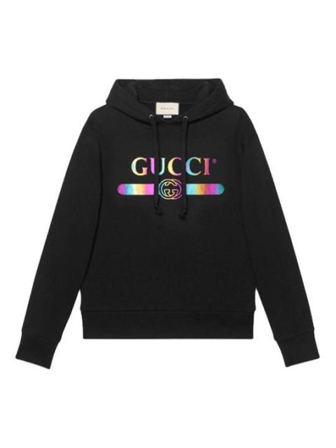 GUCCI Cotton Logo Pullover Hooded Sweatshirt 'Black' 475374-XJAPA-1082