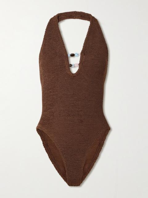 Adriana Bead-embellished Original Crinkle Swimsuit