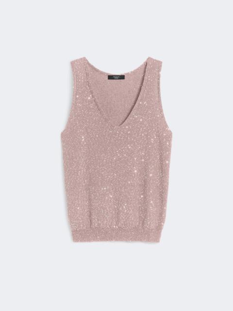 Sleeveless jumper with sequins - ANTIQUE ROSE