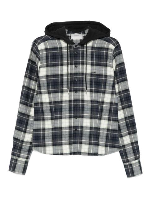 plaid-pattern hooded shirt