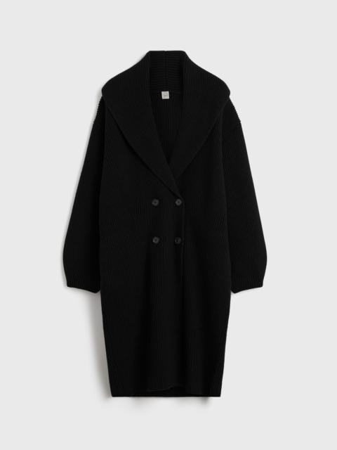 Long shawl-lapel cardigan black