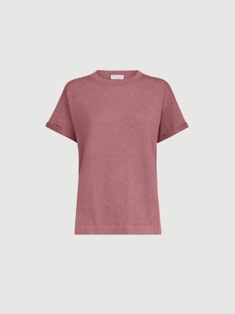 Sparkling cashmere and silk lightweight knit T-shirt