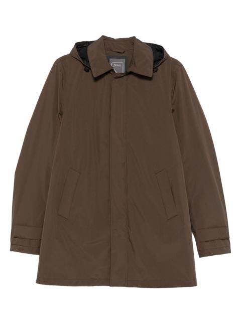 hooded concealed-zip coat