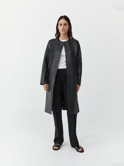 Leather Minimal Coat - Black