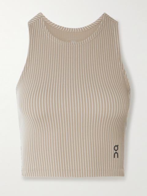 All-day Cropped Striped Ribbed Stretch Recycled Tank