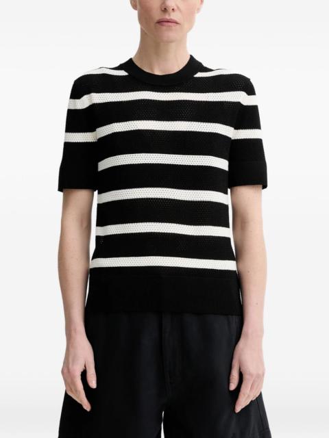 striped-pattern short-sleeve T-shirt