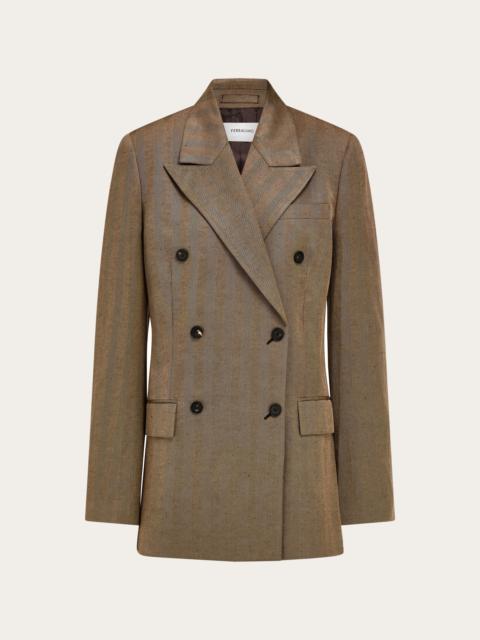 Double breasted linen blend blazer