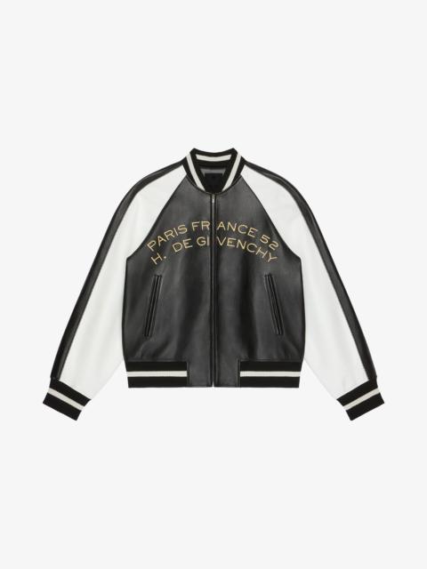 VARSITY JACKET IN NAPPA LEATHER WITH CHANDELIER AND SNAKE EMBROIDERIES