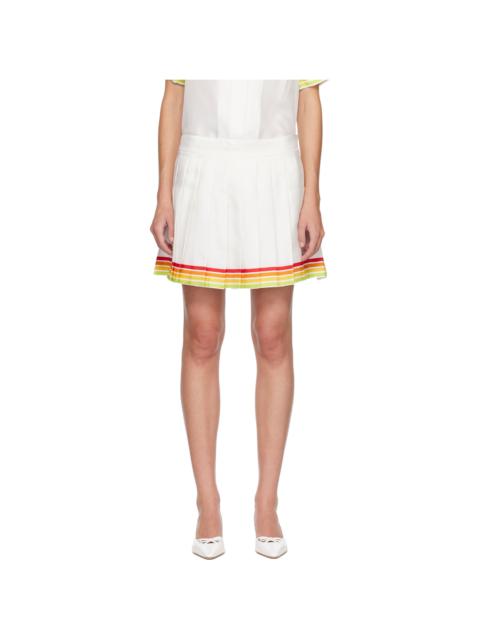 White Mascot Pleated Silk Twill Miniskirt