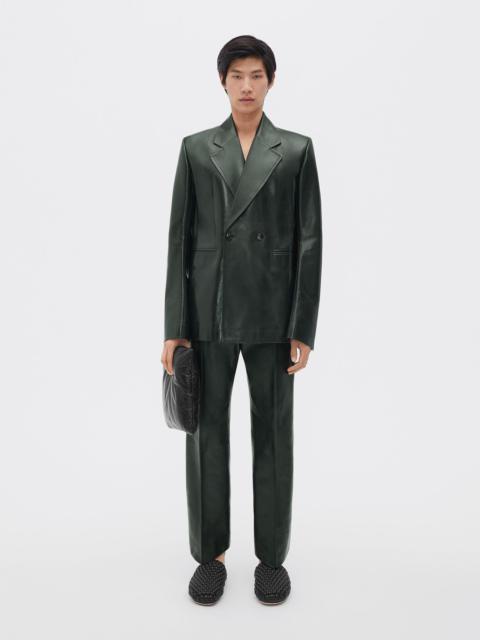 leather jacket with curved sleeves