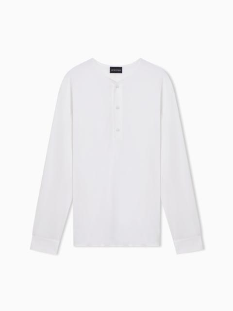 GARMENT-DYED JERSEY HENLEY-COLLAR SHIRT