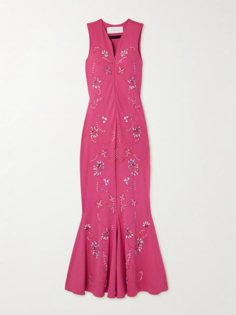 Crystal-embellished Recycled Stretch-jersey Maxi Dress