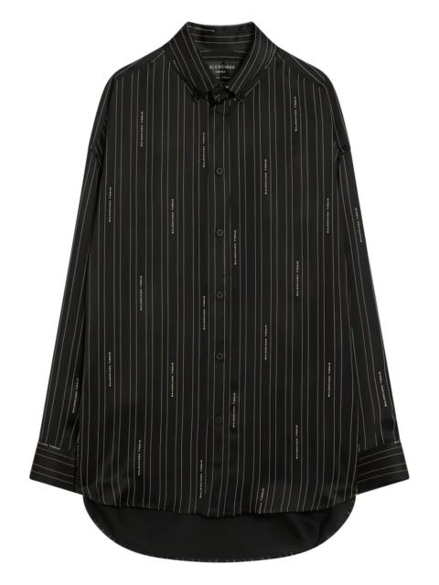 pinstripe logo shirt