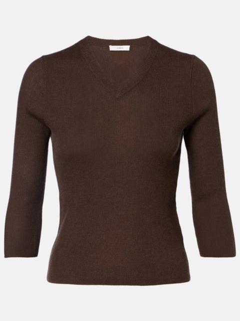 Ribbed-knit cashmere and silk sweater