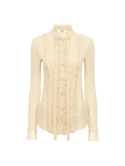RUFFLED FITTED BLOUSE IN SILK CRÊPON