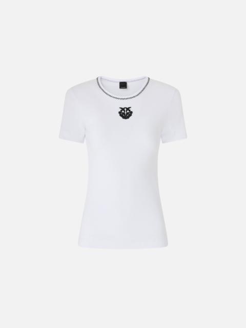 FINE-RIB T-SHIRT WITH LOVE BIRDS EMBROIDERY