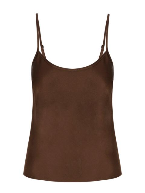 BROWN SILK SPAGHETTI STRAP CAMI