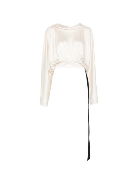 gathered-detail hoodie