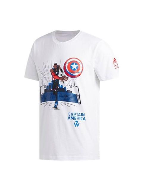 adidas x Marvel Captain America The Avengers Basketball Short Sleeve White DU6816