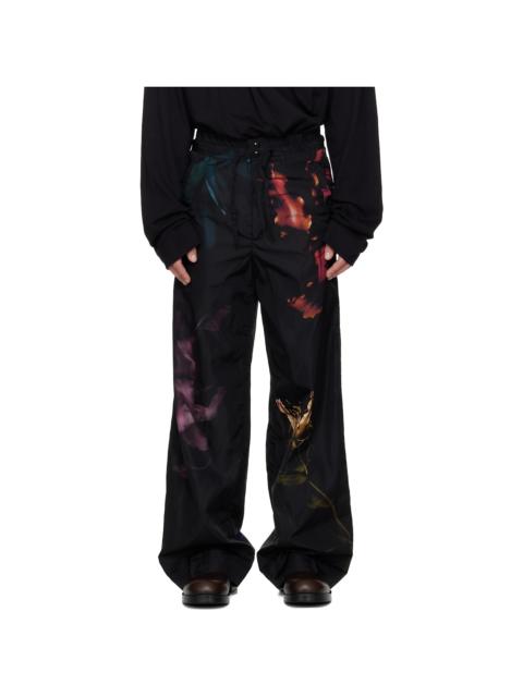 Black Floral Print Trousers