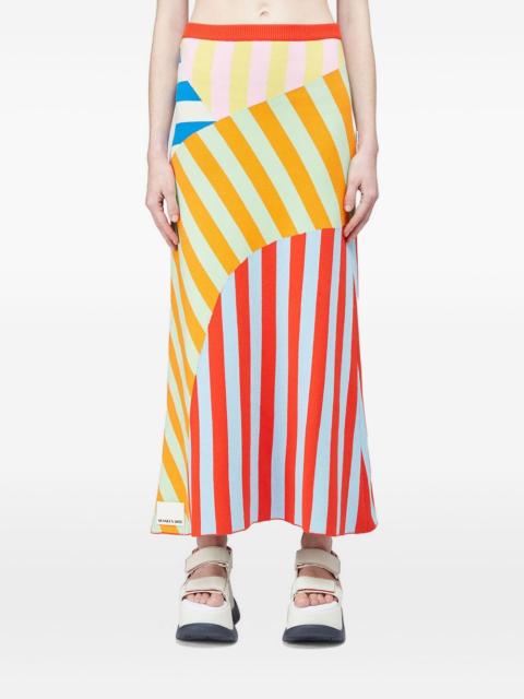 striped panelled midi skirt