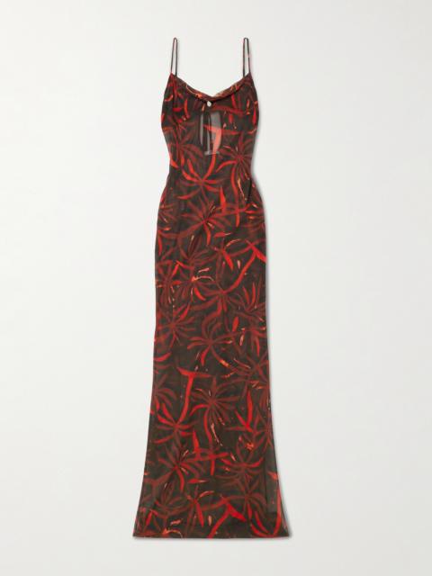 Palm Pearl-embellished Recycled Silk-georgette Coverup