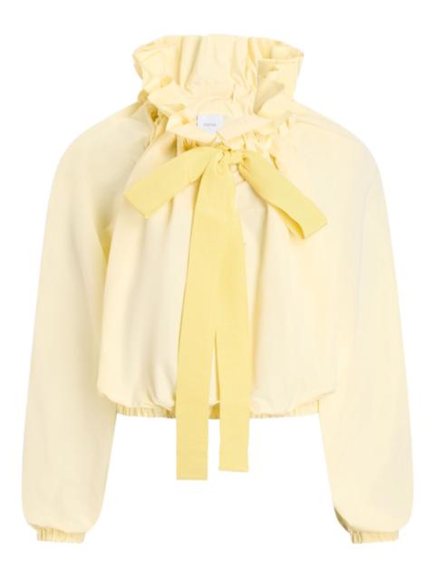 ruffled tie-neck top