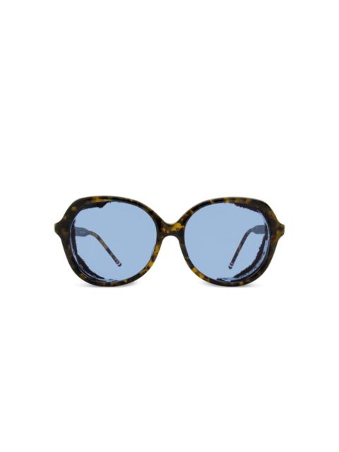 rounded-square leatherette-accented sunglasses