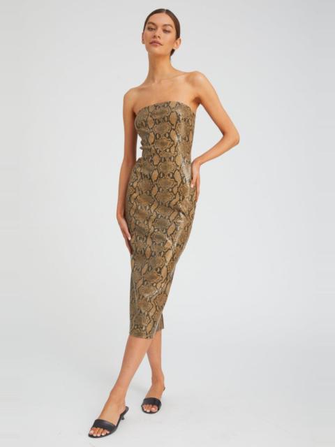 TAN PYTHON LEATHER TUBE DRESS