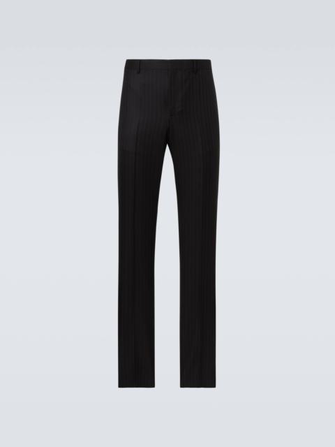 Pinstripe wool straight pants
