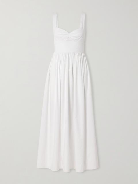 Gathered Organic Cotton-poplin Midi Dress