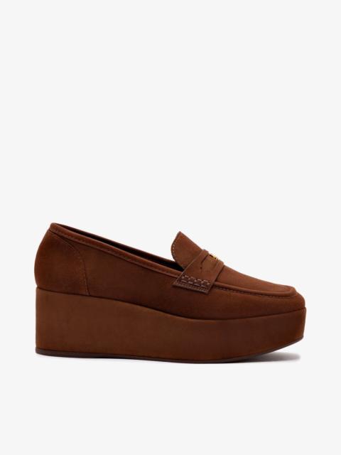 Suki Flatform Loafer In Burnt Umber Suede