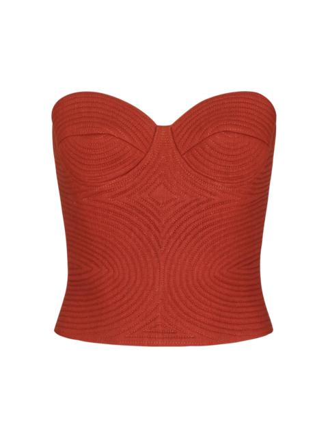 Morenita Embroidered Linen Top red