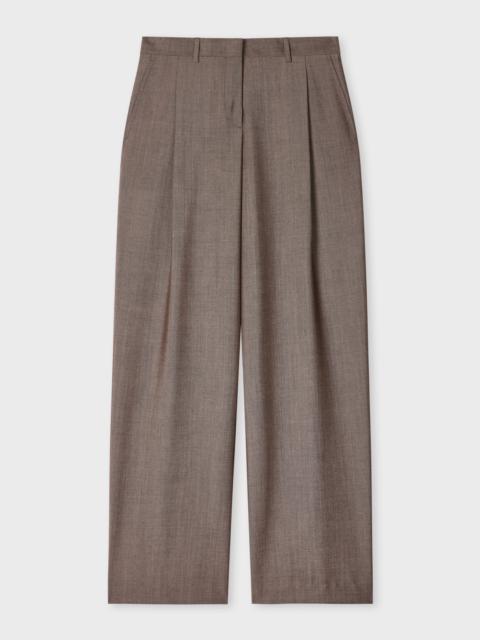 Women's Brown Mohair-Wool Wide-Leg Trousers